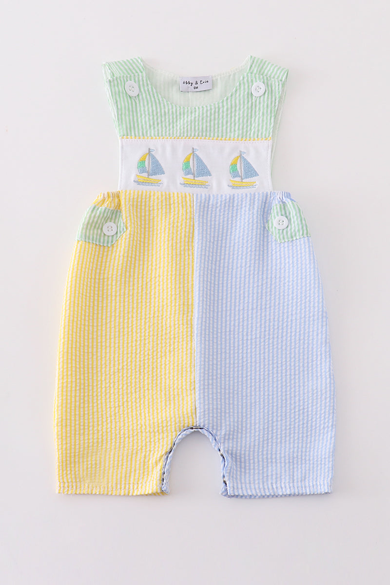 Seersucker Embroidered Sailboats Jonjon