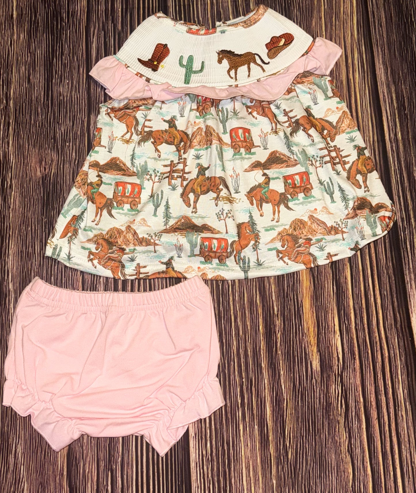 Smocked Western Embroidery Bloomers set