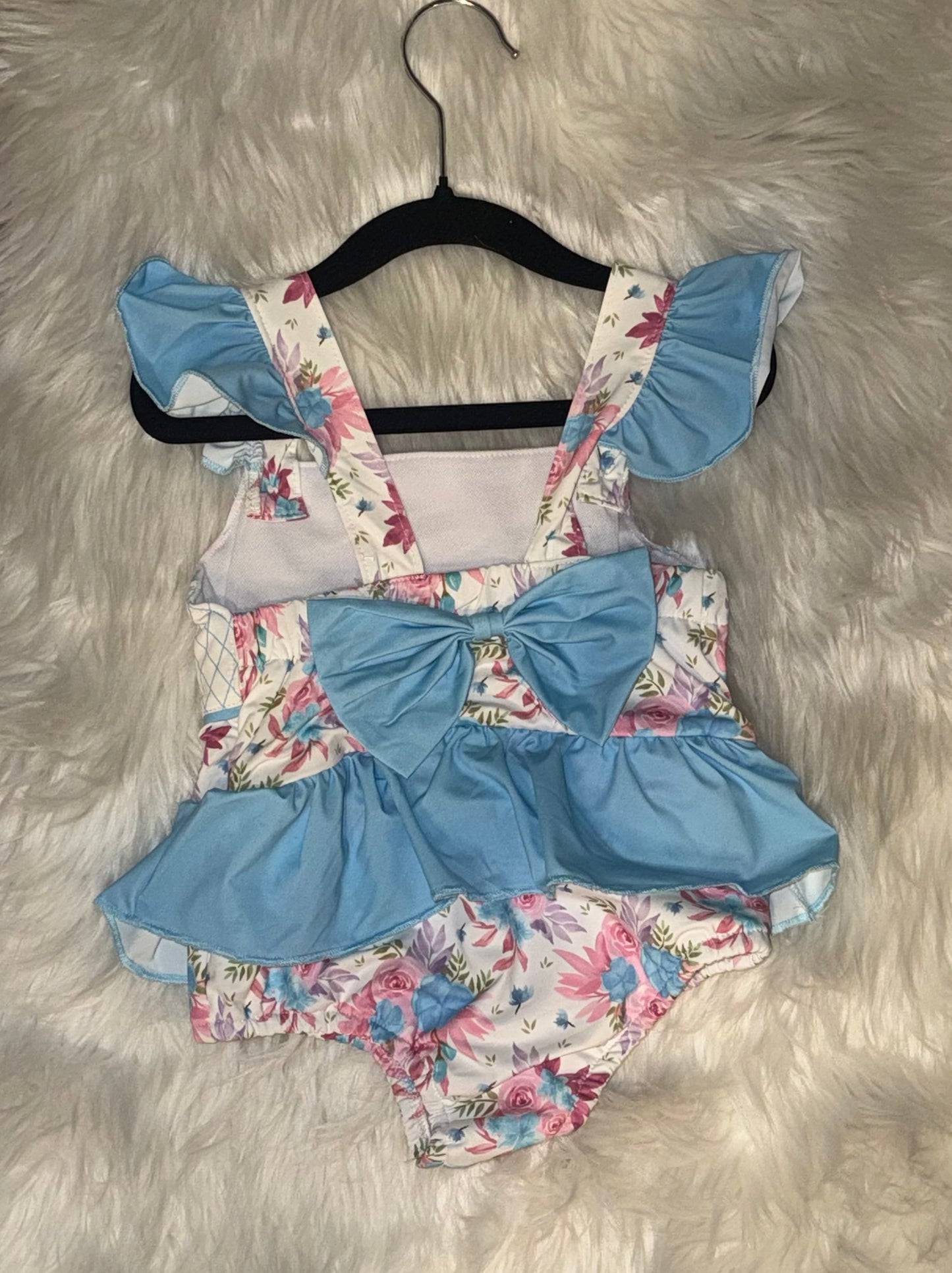 Rose Floral Embroidery One Piece Swimsuit