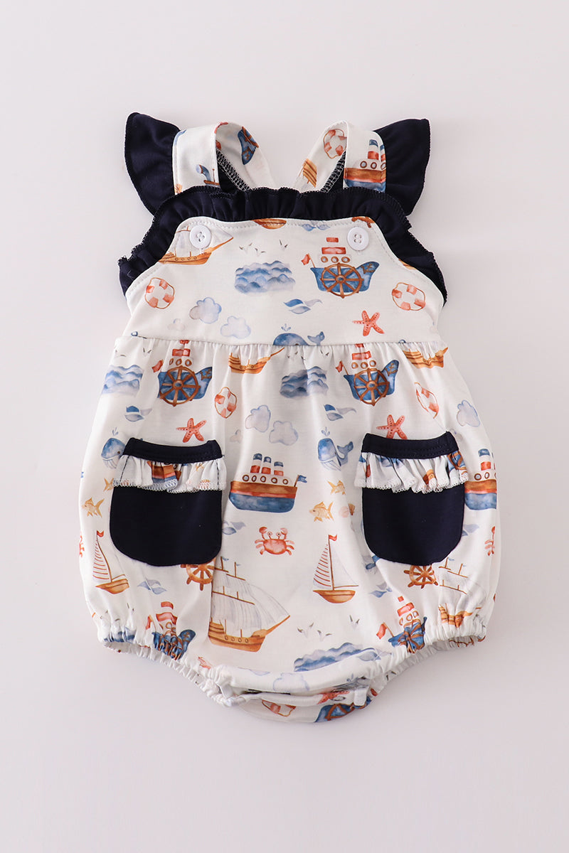 Girls Navy Nautical Bubble