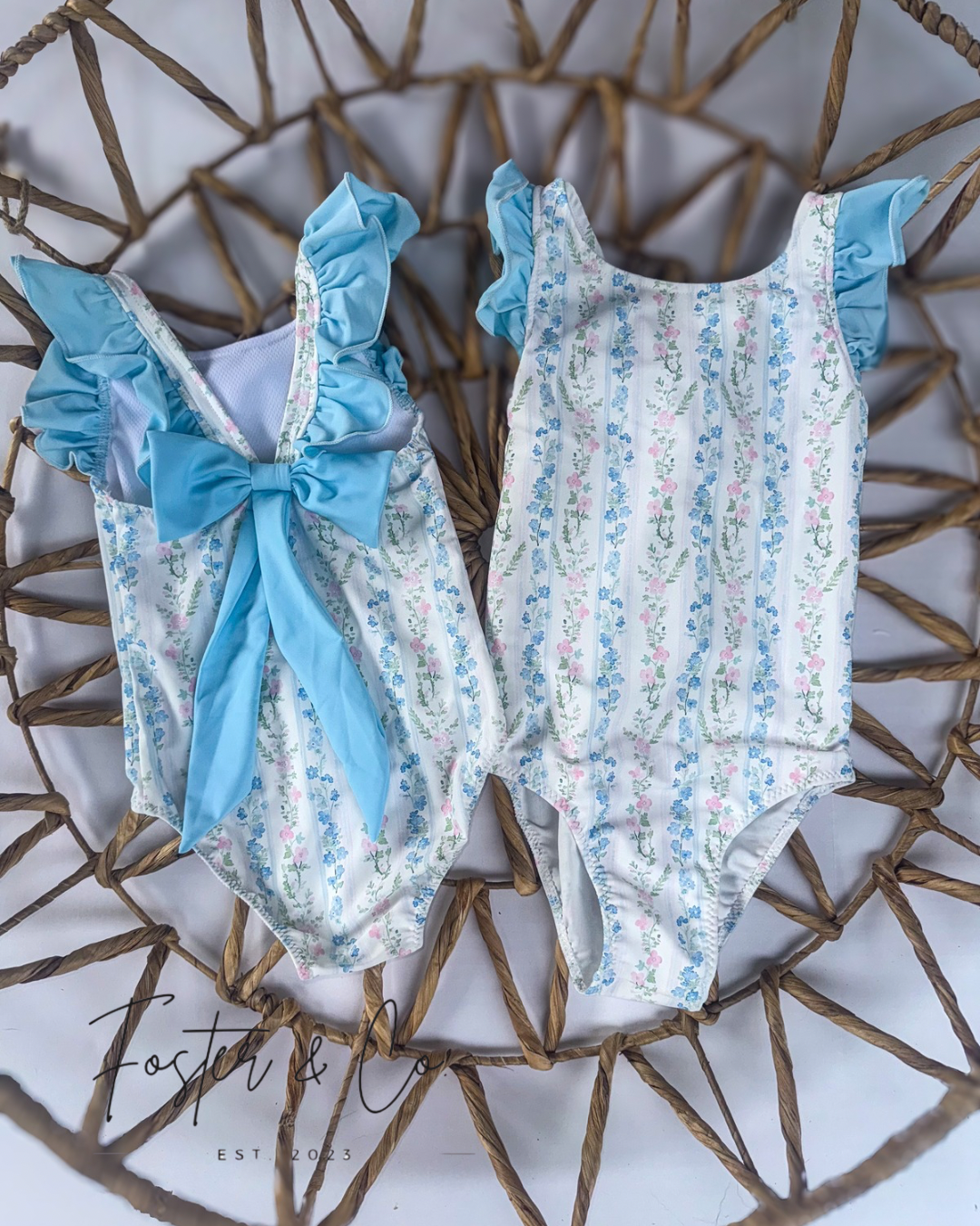 FLORAL VINE ONE PIECE SWIMSUIT WITH BOW BACK