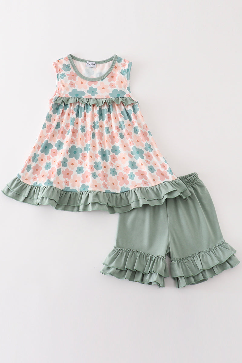 Green & Pink Floral Set