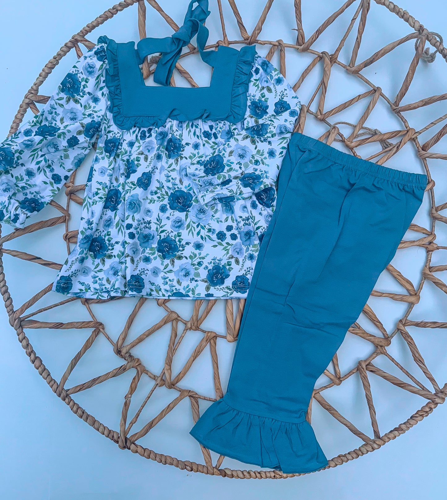 Girls Blue Floral Set