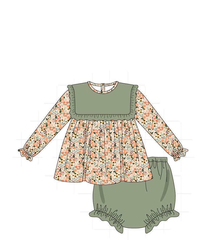 GIRLS FLORAL BLOOMER SET