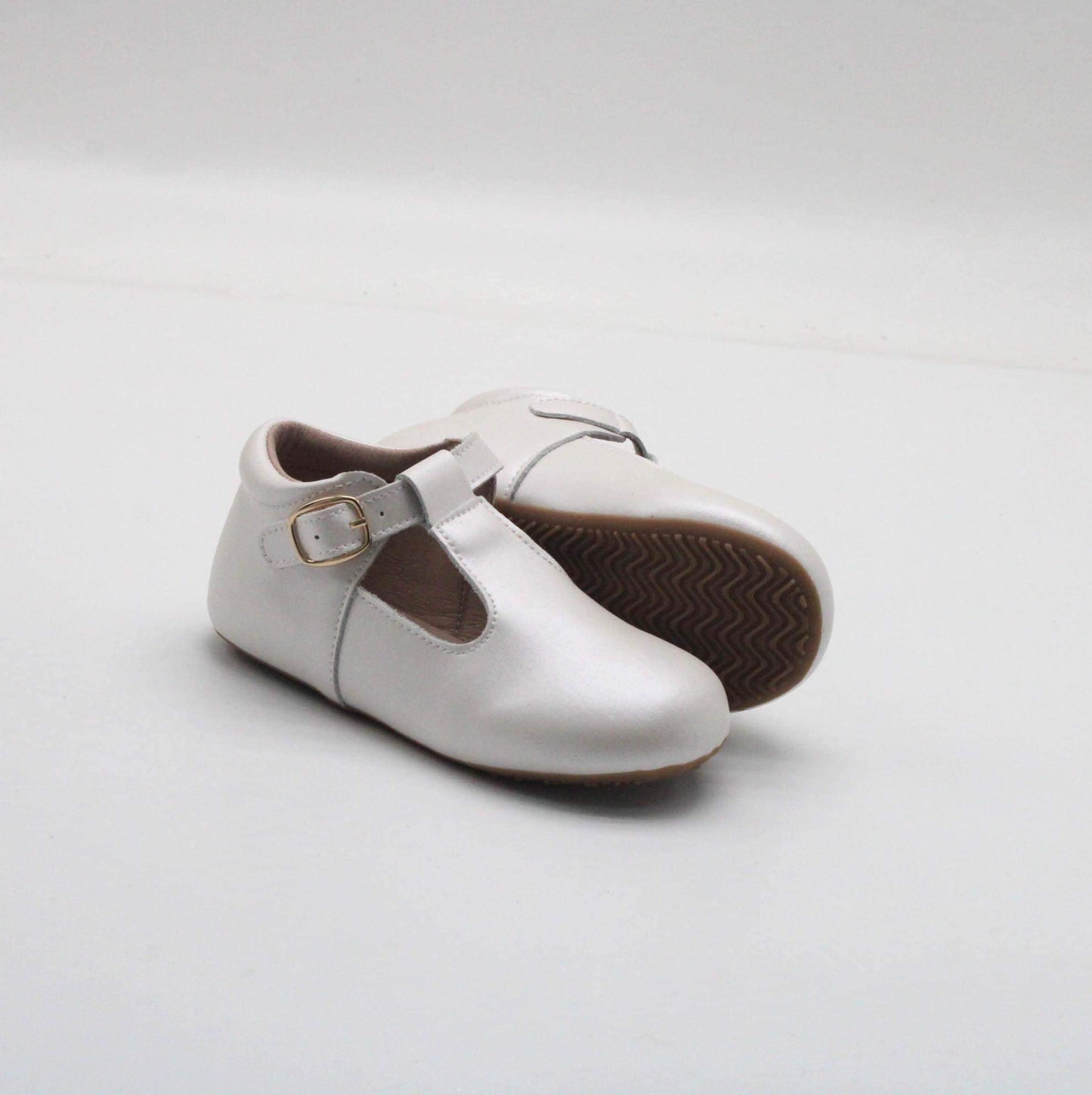 White Leather T-Strap