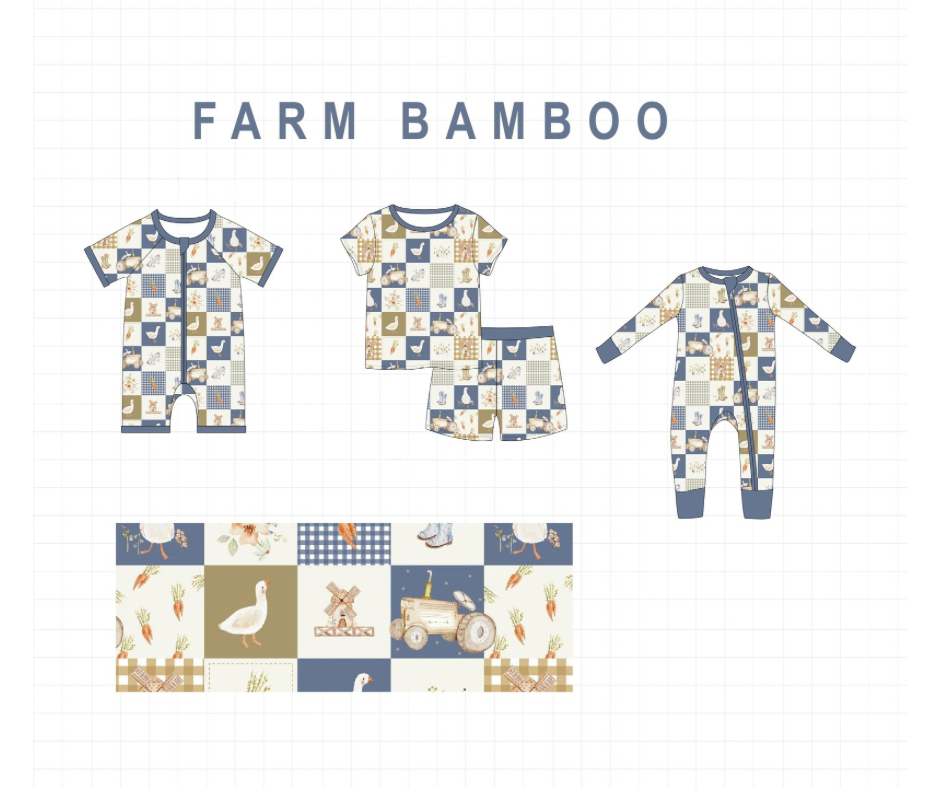 PO65 NAVY FARM PATCHWORK BAMBOO COLLECTION