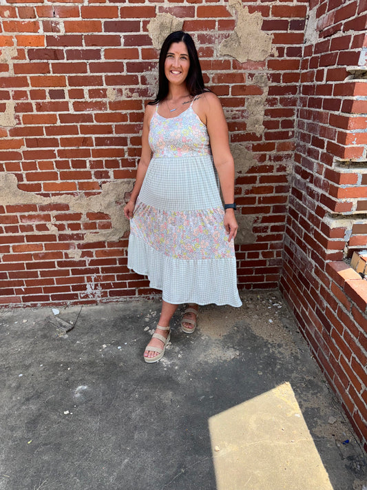 Sage Floral Mom Dress