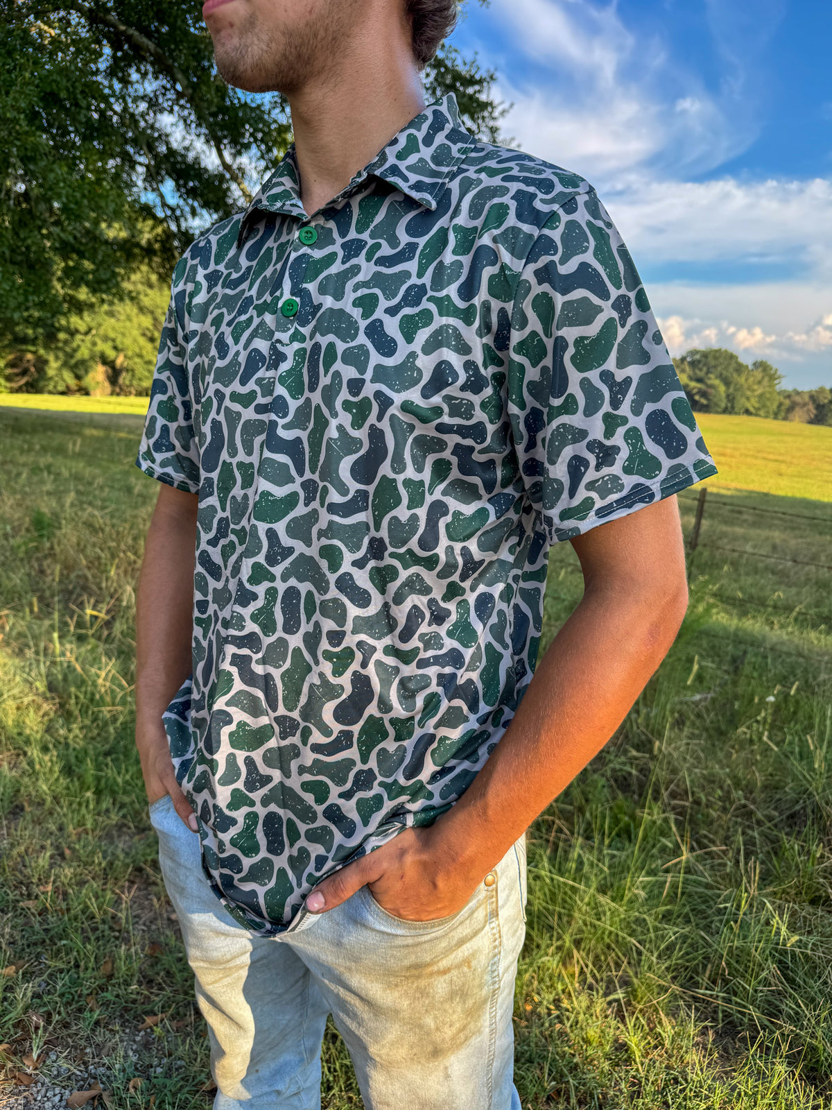 Weathered Marsh Camo Polo