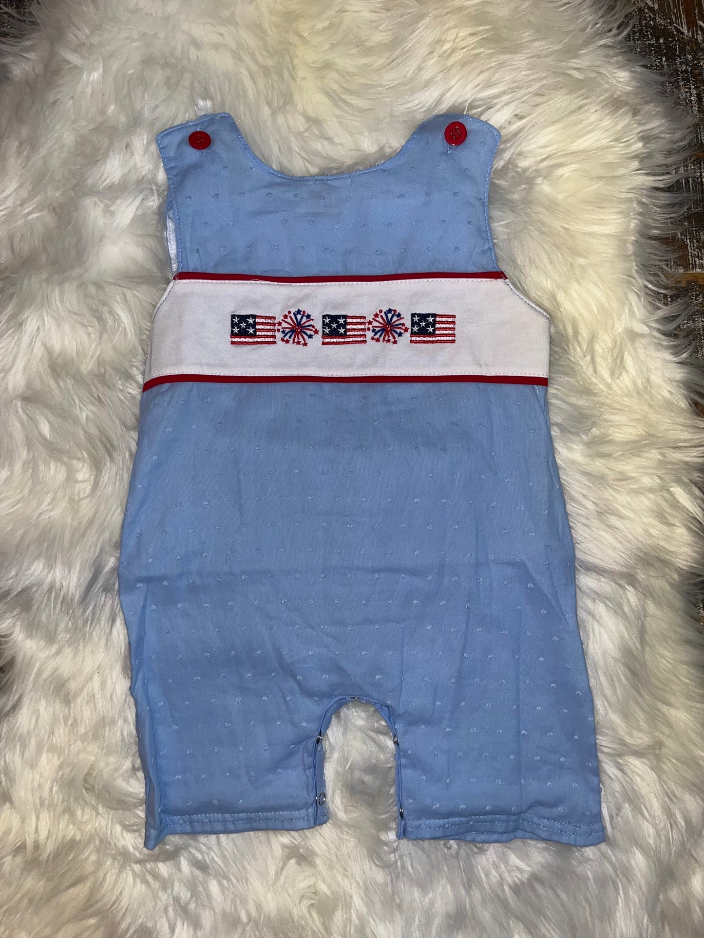 Boys Swiss Dot Patriotic Flag Embroidery Jon Jon