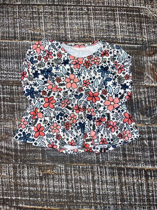 Floral Long Sleeve Peplum Top