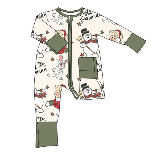 Winter Bamboo Pajamas Preorder- Snowman Zip Up Pajama