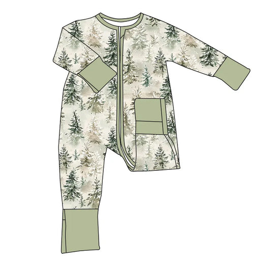 Winter Bamboo Pajamas Preorder-  Forrest Zip Up Pajamas