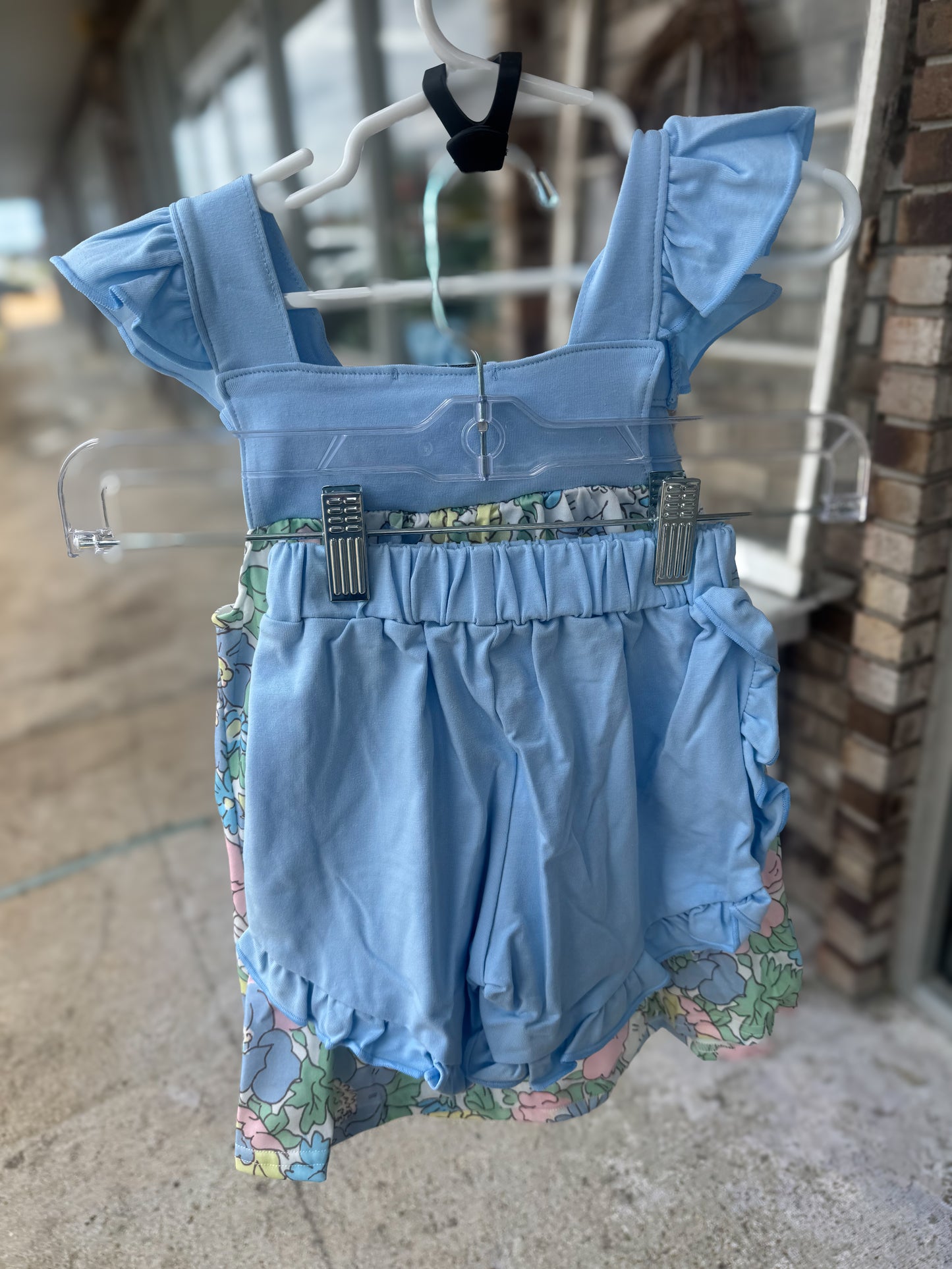 Blue Floral Shorts Set