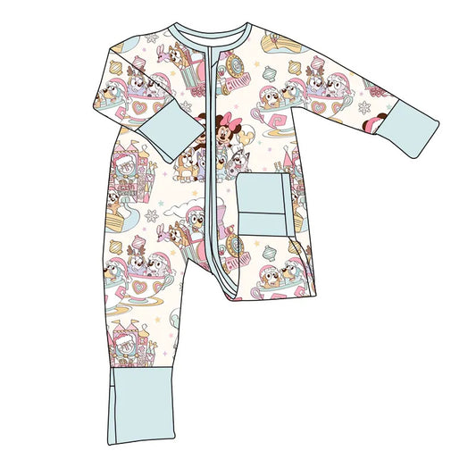 Winter Bamboo Pajamas Preorder- Magical Park Zip Up Pajamas/ Boy