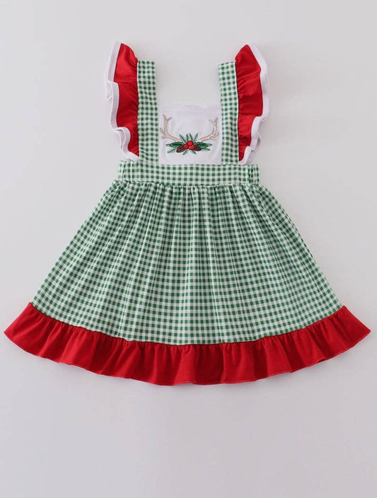 Christmas Deer Embroidery Dress