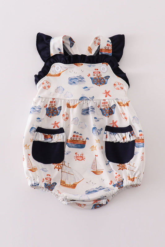 Girls Navy Nautical Bubble