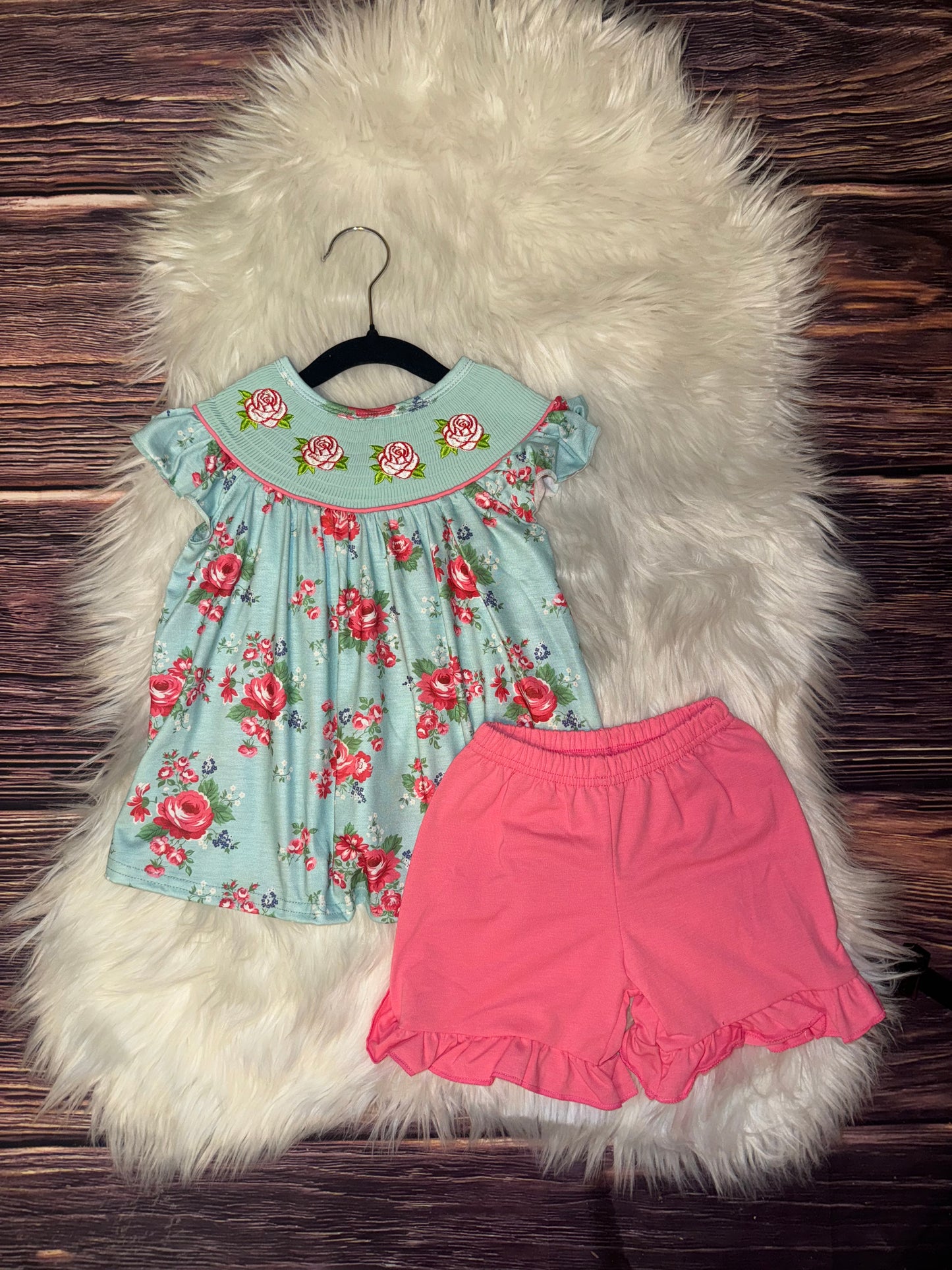 BLUE FLORAL SHORTS SET