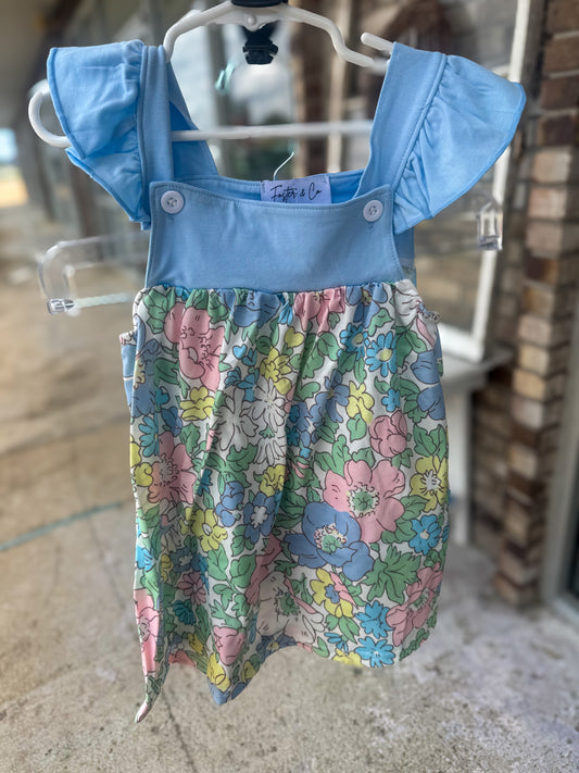 Blue Floral Shorts Set