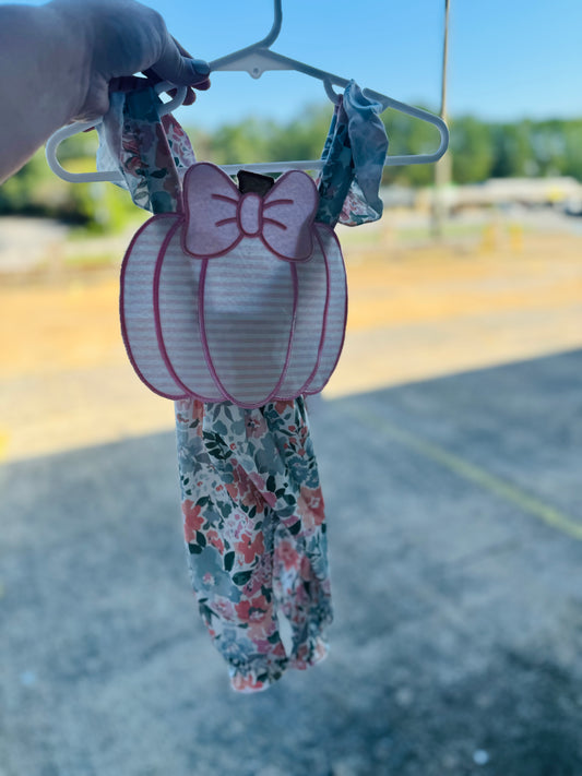 Girls Floral Pumpkin Romper