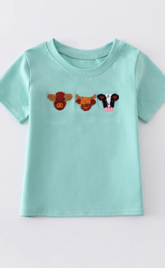 Boys Cow French Knot Shirt