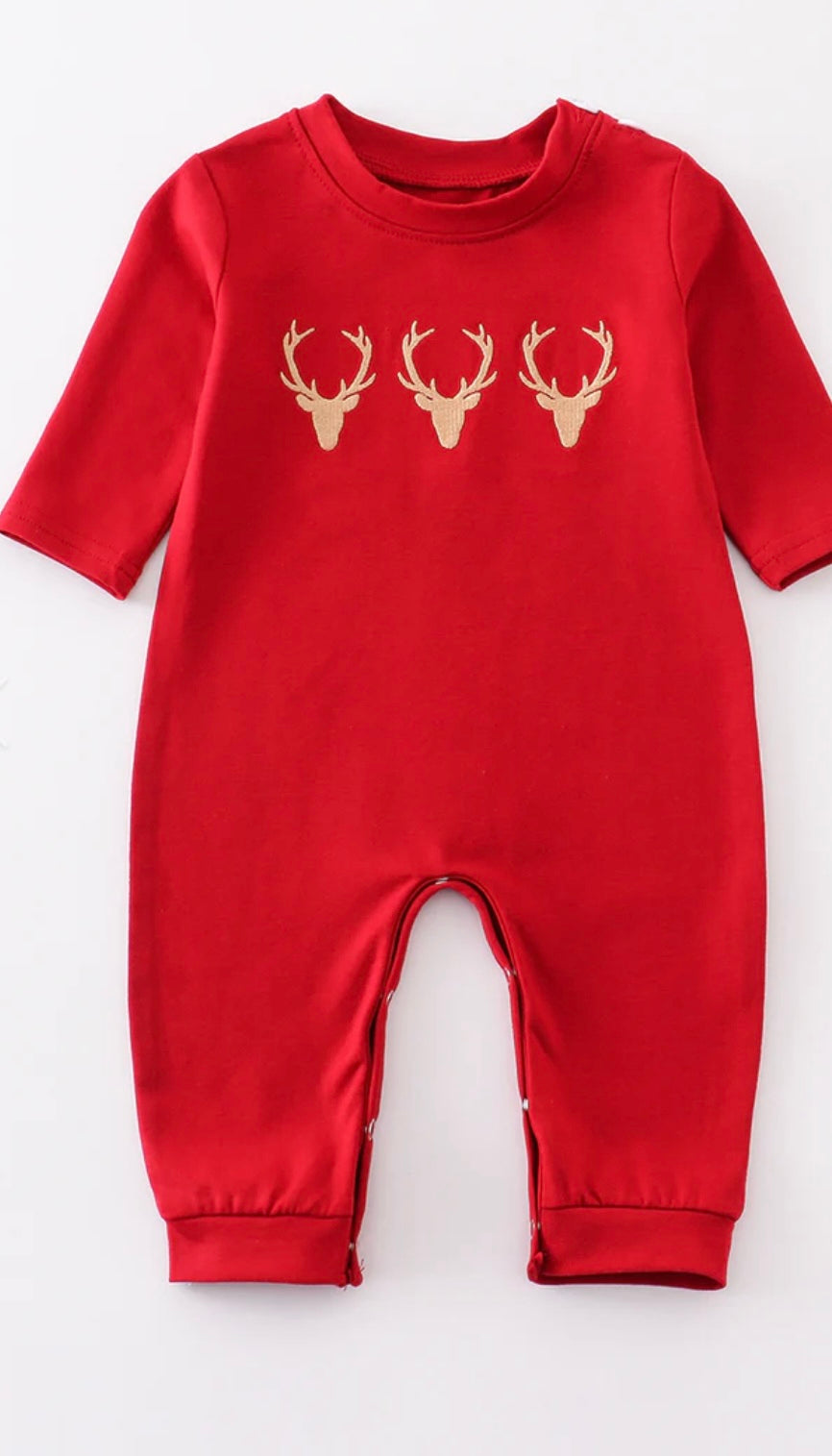 Boys Deer Embroidered Romper