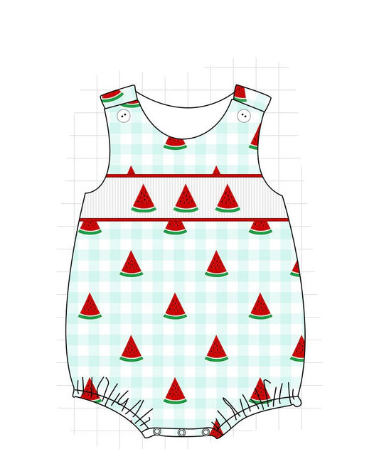 PO37 Smocked Watermelon Collection- Boy Bubble