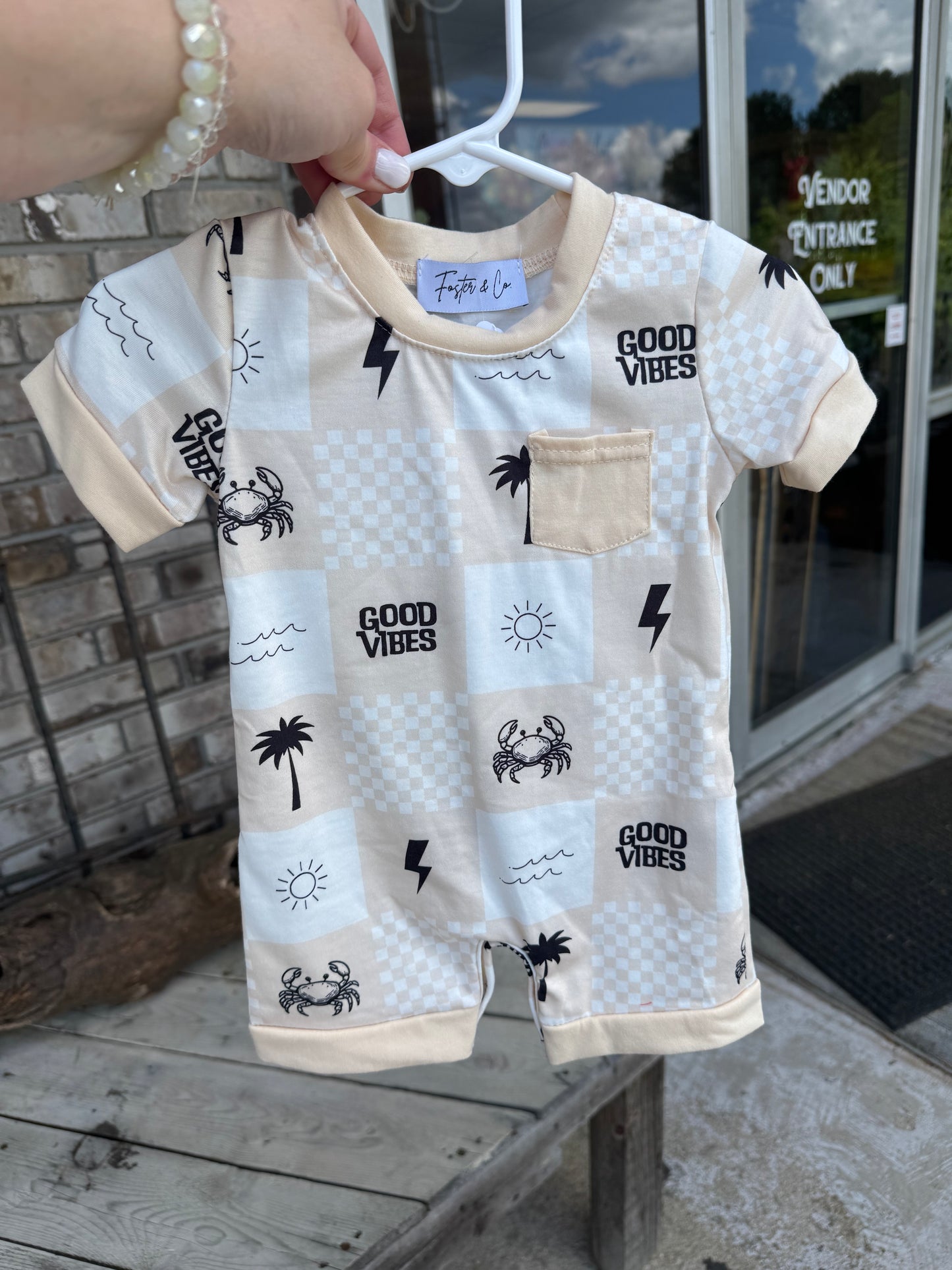 Good Vibes Checkered Romper