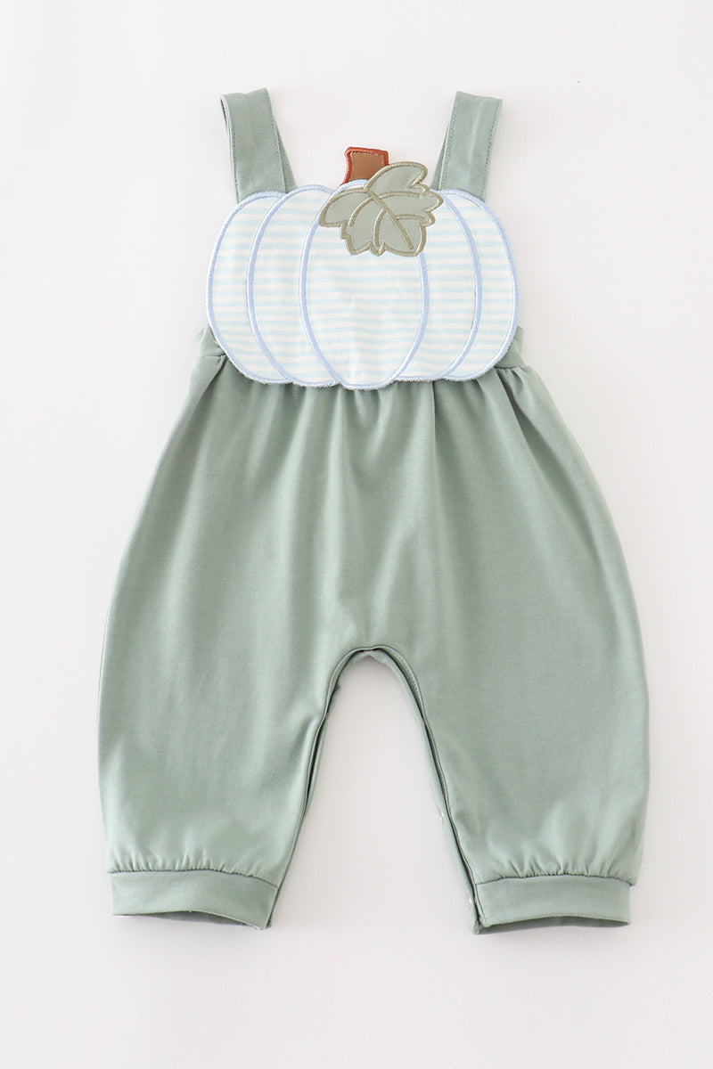 Sage Green Pumpkin Appliqué Bubble Romper