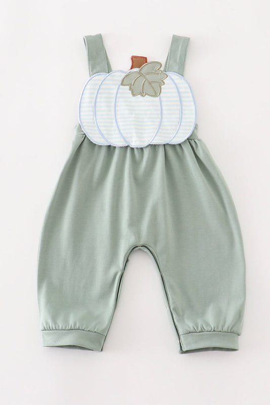 Sage Green Pumpkin Appliqué Bubble Romper