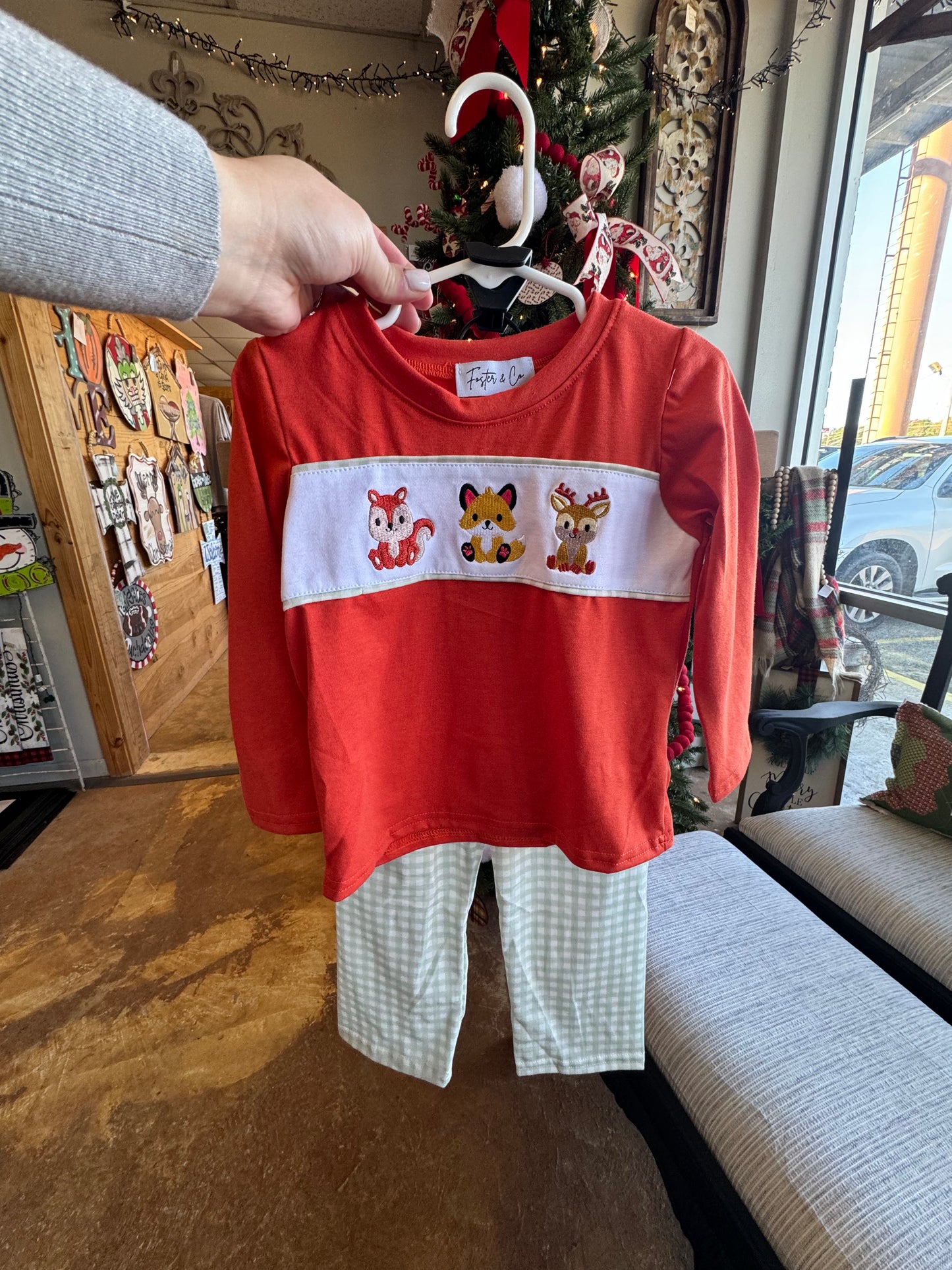 Boys Embroidery Fox Set