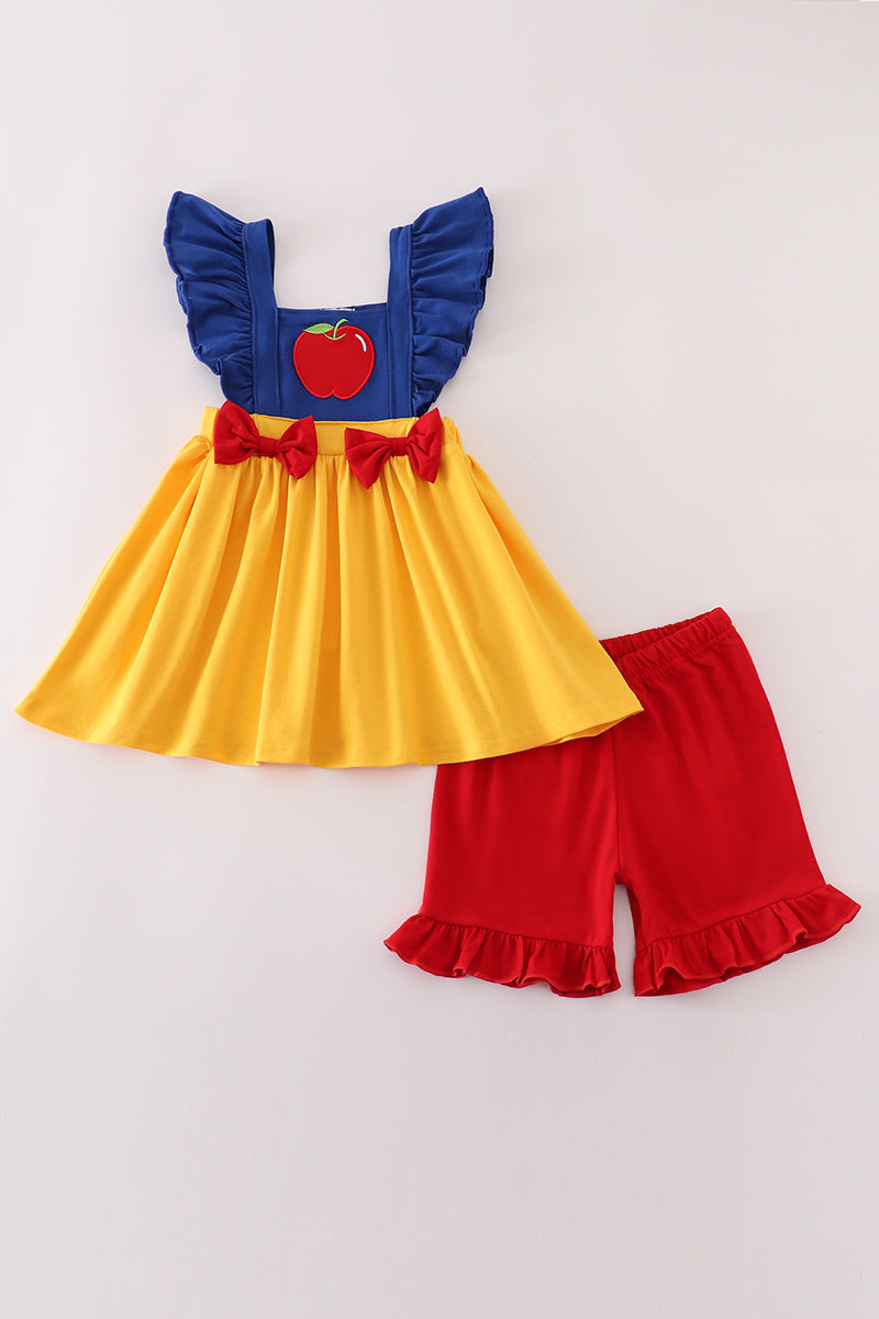 Girls’ Apple Appliqué Shorts Set