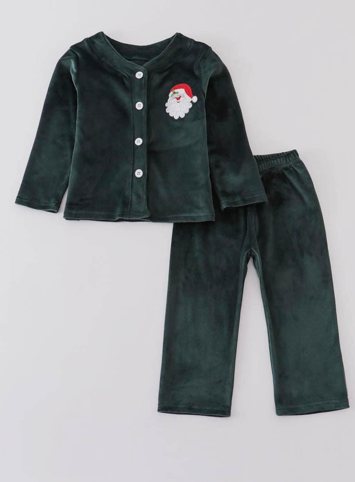 Green Velvet Santa Pajamas