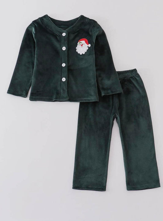 Green Velvet Santa Pajamas