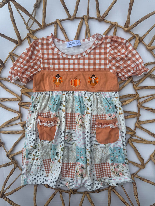 Fall Floral Patchwork Turkey Dress