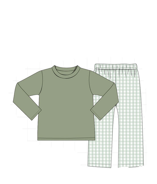 BOYS SAGE PLAID SET